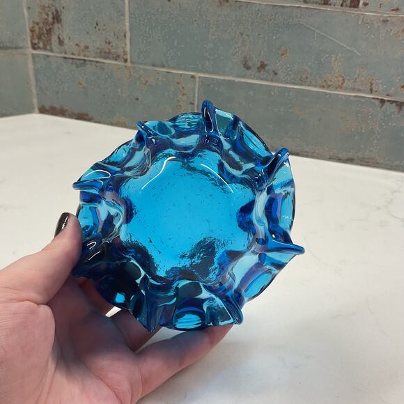Cobalt Murano Style Finger Splash Nesting Art Glass Nesting Bowls - Picture 8 of 12